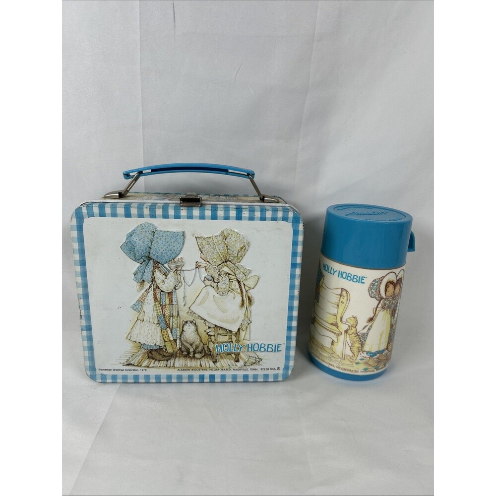Vintage Holly Hobbie 1979 Aladdin Metal Lunch Box with Thermos